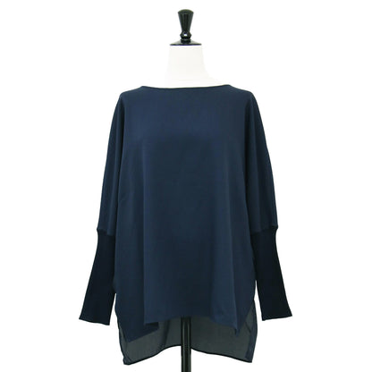 24秋冬 ジョーゼット コンビ ブラウス / プルオーバー 長袖 ドルマンスリーブ バックヘム