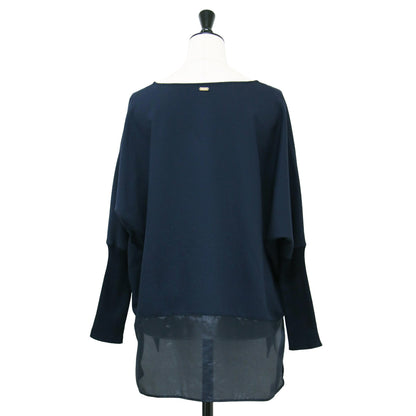 24秋冬 ジョーゼット コンビ ブラウス / プルオーバー 長袖 ドルマンスリーブ バックヘム