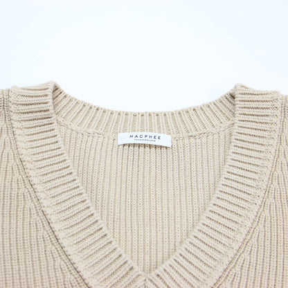 21春夏 コットン ナイロン リリヤーン Vネック ベスト / ニット ドロップショルダー オーバーサイズ 畦編み