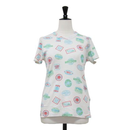 スタンプ 半袖 Tシャツ / カットソー クルーネック ハーフスリーブ 総柄 コットン