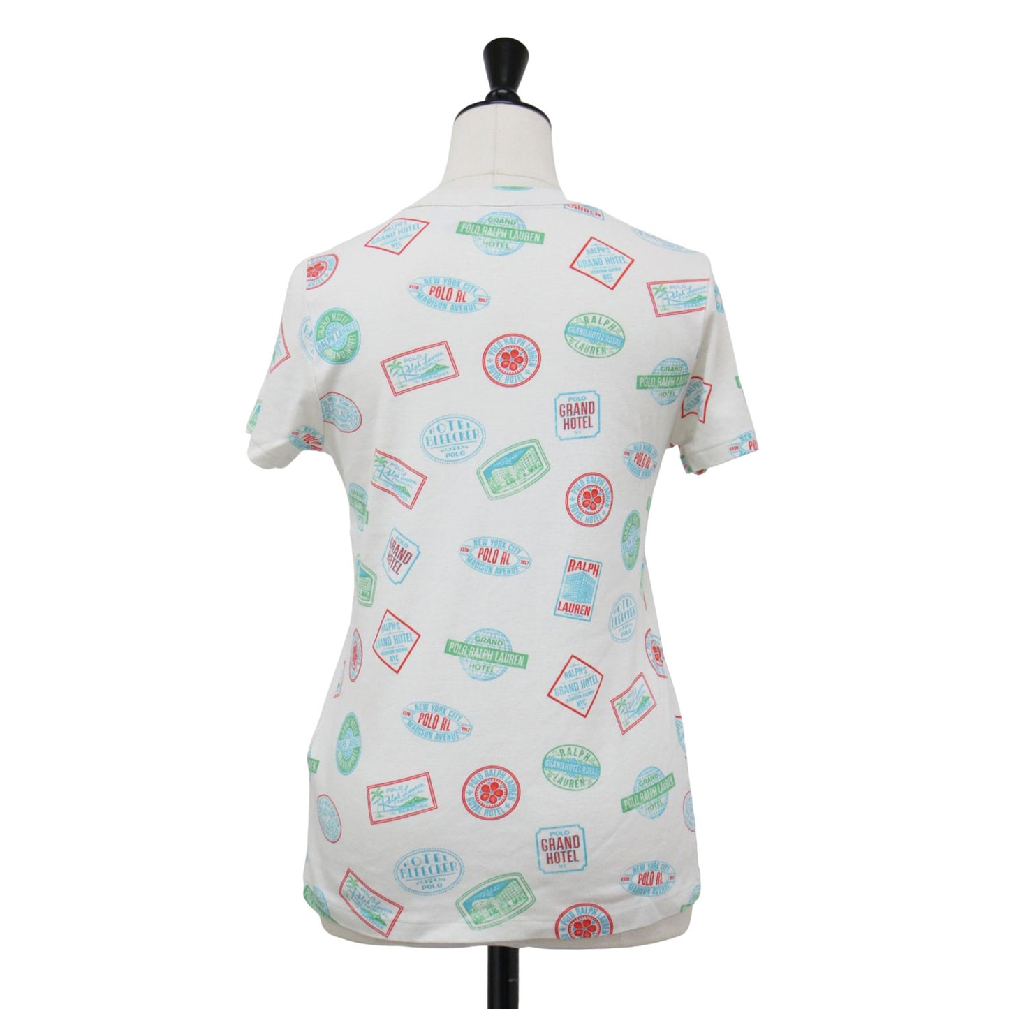 スタンプ 半袖 Tシャツ / カットソー クルーネック ハーフスリーブ 総柄 コットン