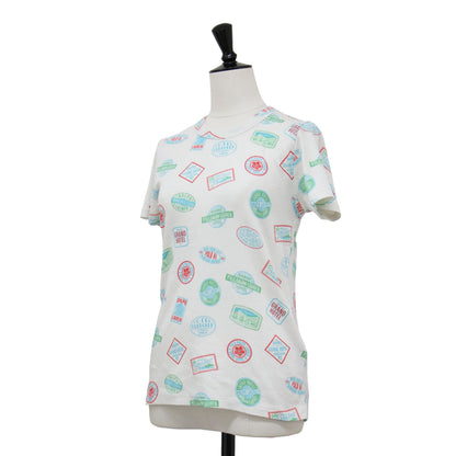 スタンプ 半袖 Tシャツ / カットソー クルーネック ハーフスリーブ 総柄 コットン