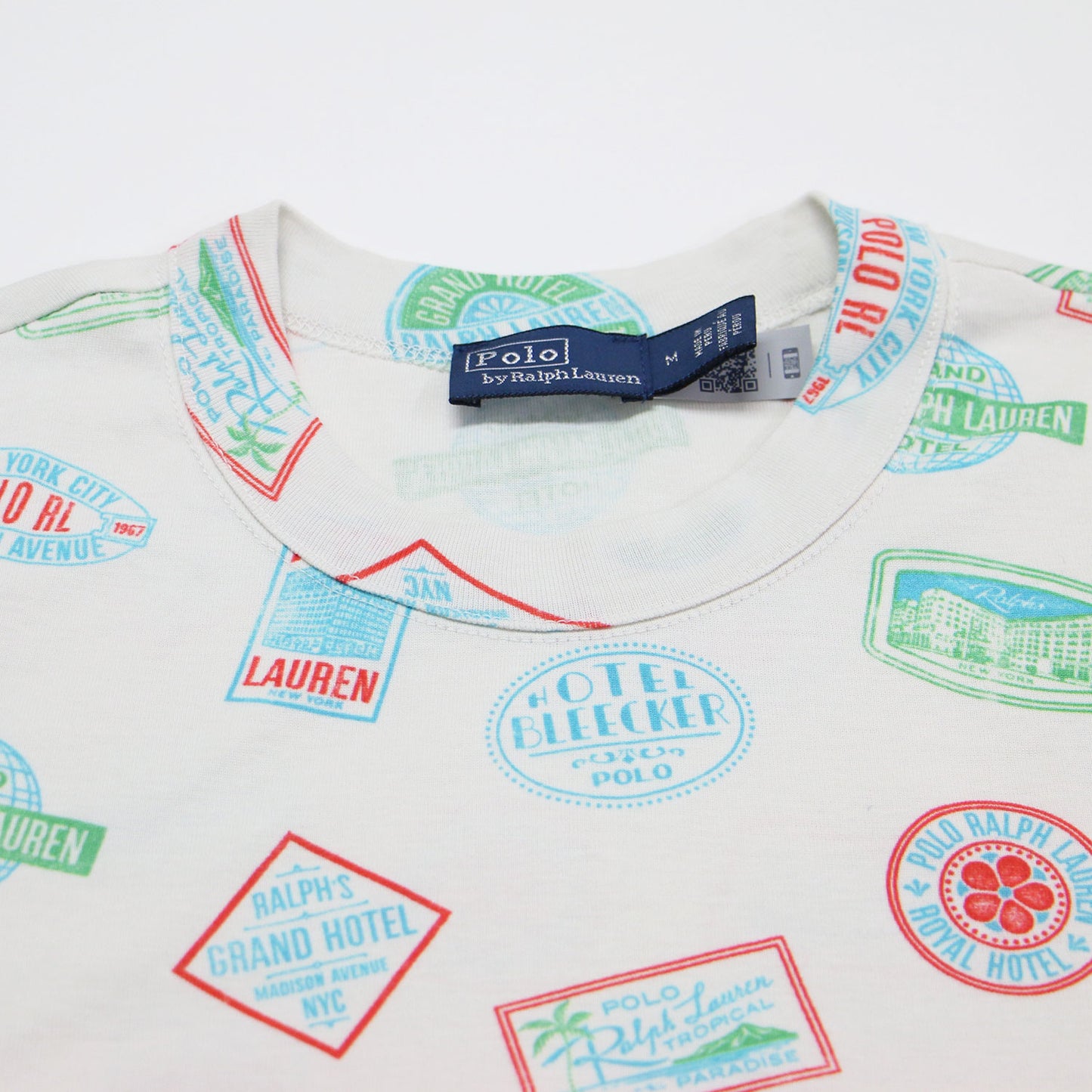 スタンプ 半袖 Tシャツ / カットソー クルーネック ハーフスリーブ 総柄 コットン