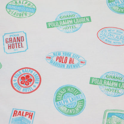 スタンプ 半袖 Tシャツ / カットソー クルーネック ハーフスリーブ 総柄 コットン