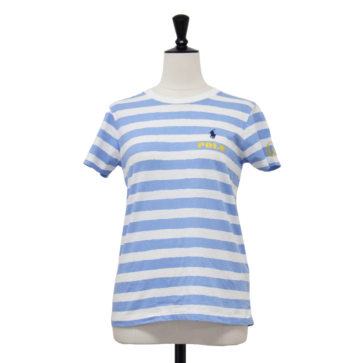 ボーダー 半袖 Tシャツ / カットソー クルーネック ハーフスリーブ ポニー刺繍 ワンポイント コットン