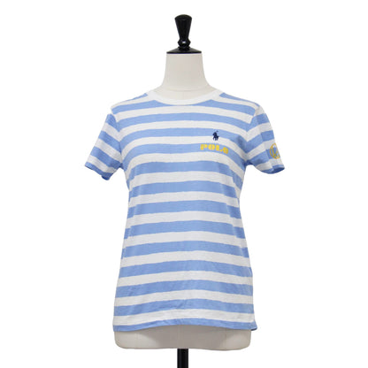 ボーダー 半袖 Tシャツ / カットソー クルーネック ハーフスリーブ ポニー刺繍 ワンポイント コットン