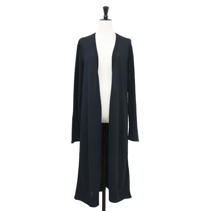 ロング カーディガン / 長袖 膝下丈 シアー リブ コットン