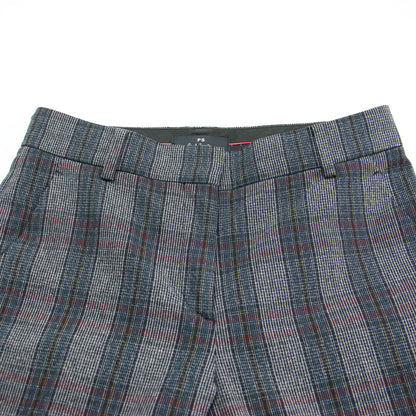 22秋冬 マルチチェック テーパードパンツ / スラックス センタープレス 総柄 ストレート ウール