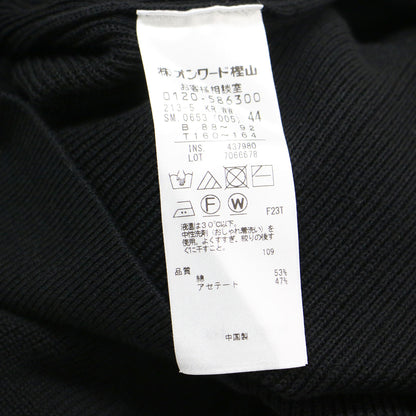 23春夏 コットンアセテート バックボタン ニット / プルオーバー ボートネック フレンチスリーブ ワイド