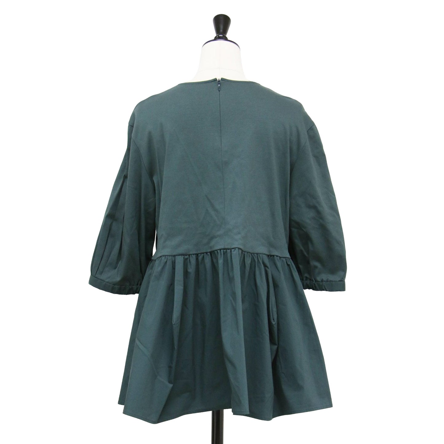 25春夏 ランダムフリル ジャージー ペプラム カットソー / プルオーバー 5分袖 クルーネック フレア タック ギャザー コットン