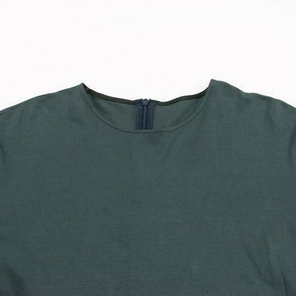 25春夏 ランダムフリル ジャージー ペプラム カットソー / プルオーバー 5分袖 クルーネック フレア タック ギャザー コットン