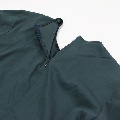 25春夏 ランダムフリル ジャージー ペプラム カットソー / プルオーバー 5分袖 クルーネック フレア タック ギャザー コットン