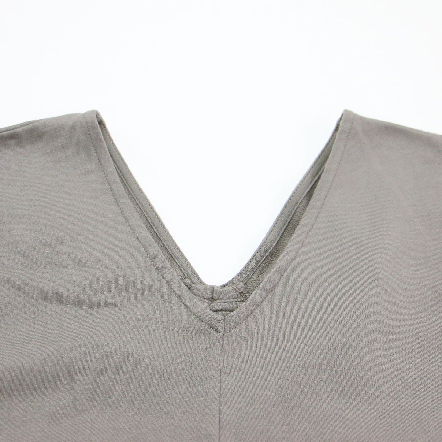 24春夏 コンパクトインレー ワンピース / フレンチスリーブ Vネック ロング丈 ギャザー フレア コットン