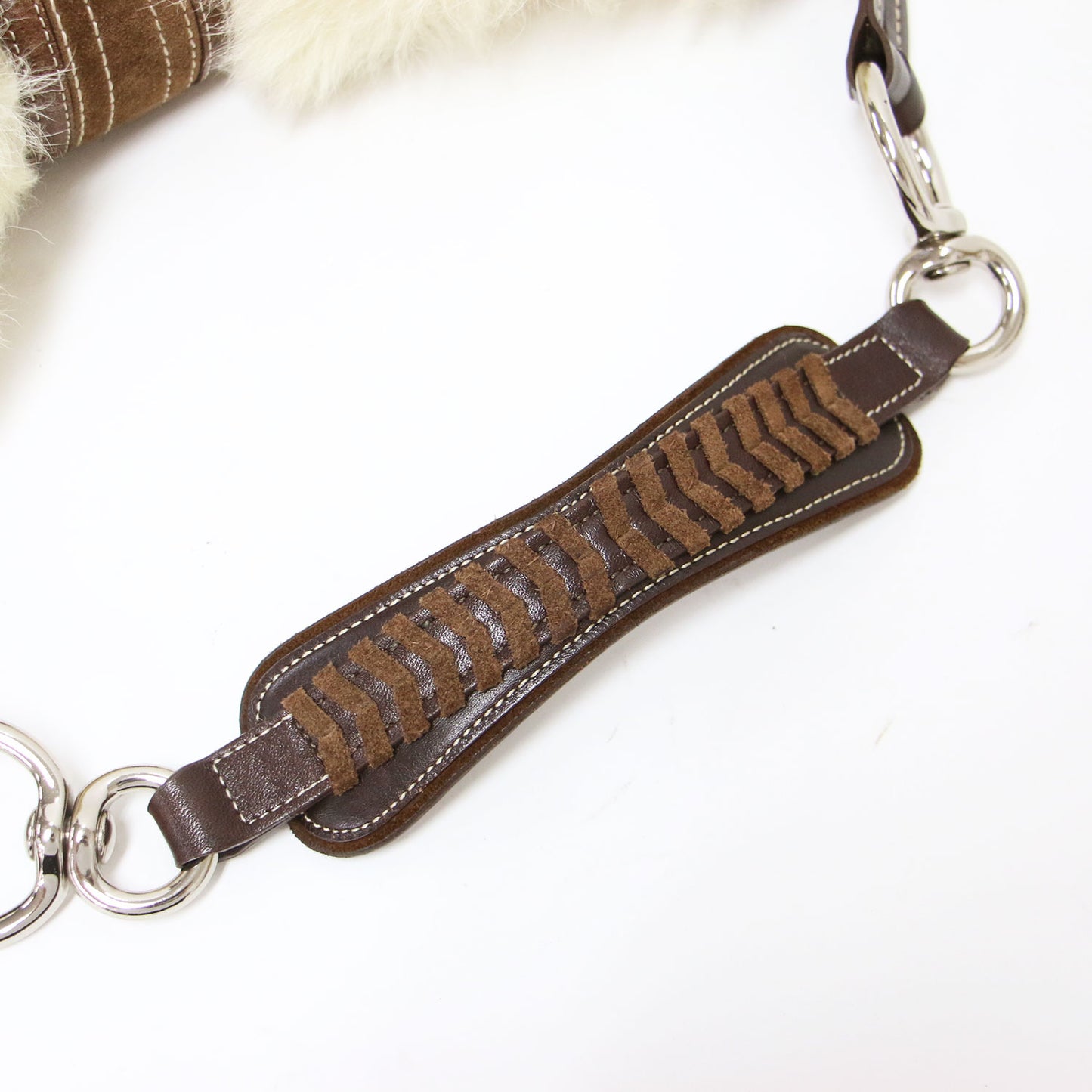 ファー付き シグネチャー ショルダー バッグ / ワンハンドル 肩掛け キャンバス レザー スエード