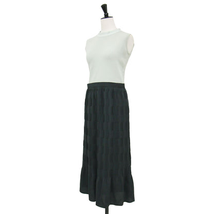 ニット コンビ ノースリーブ ワンピース / ドレス ロング丈 ハイネック プリーツ フレア