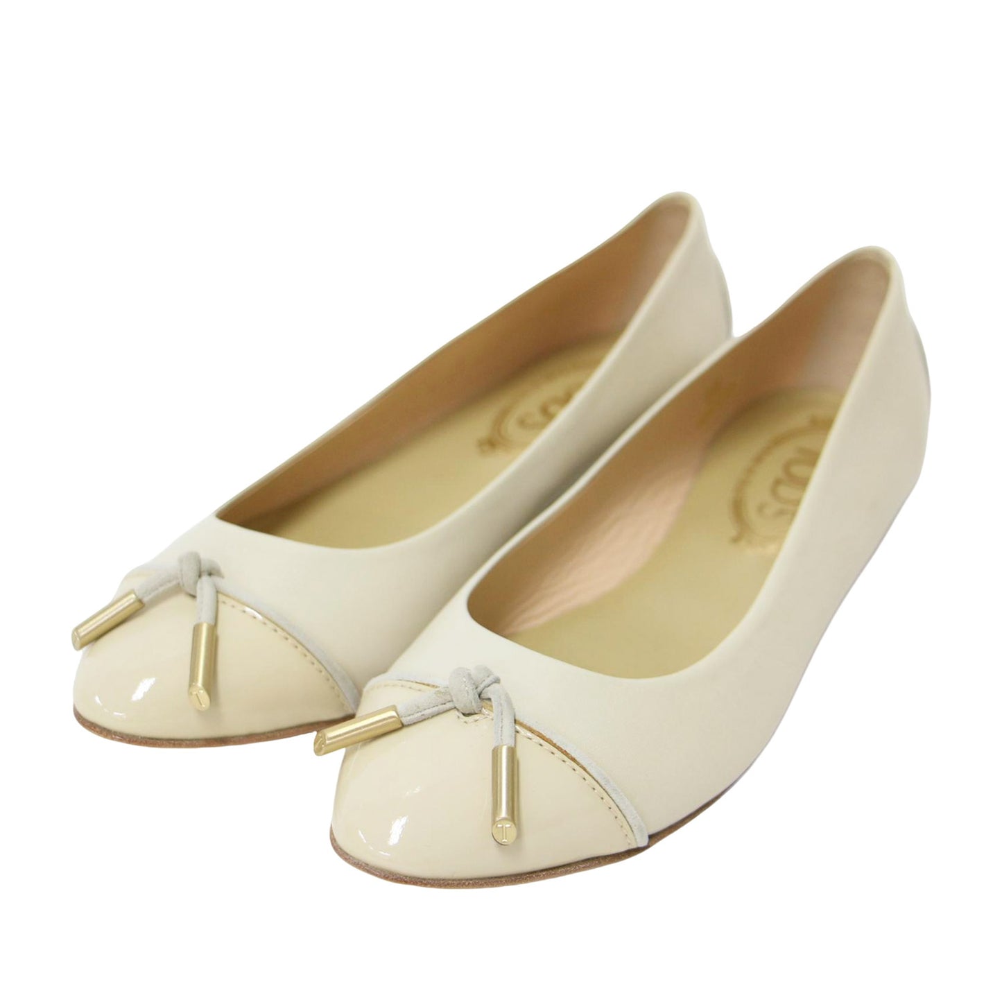 レザー バレエシューズ / パンプス ラウンドトゥ フラット リボン