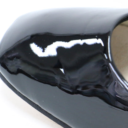 スクエアトゥ エナメル パンプス / バレエシューズ ローヒール 牛革