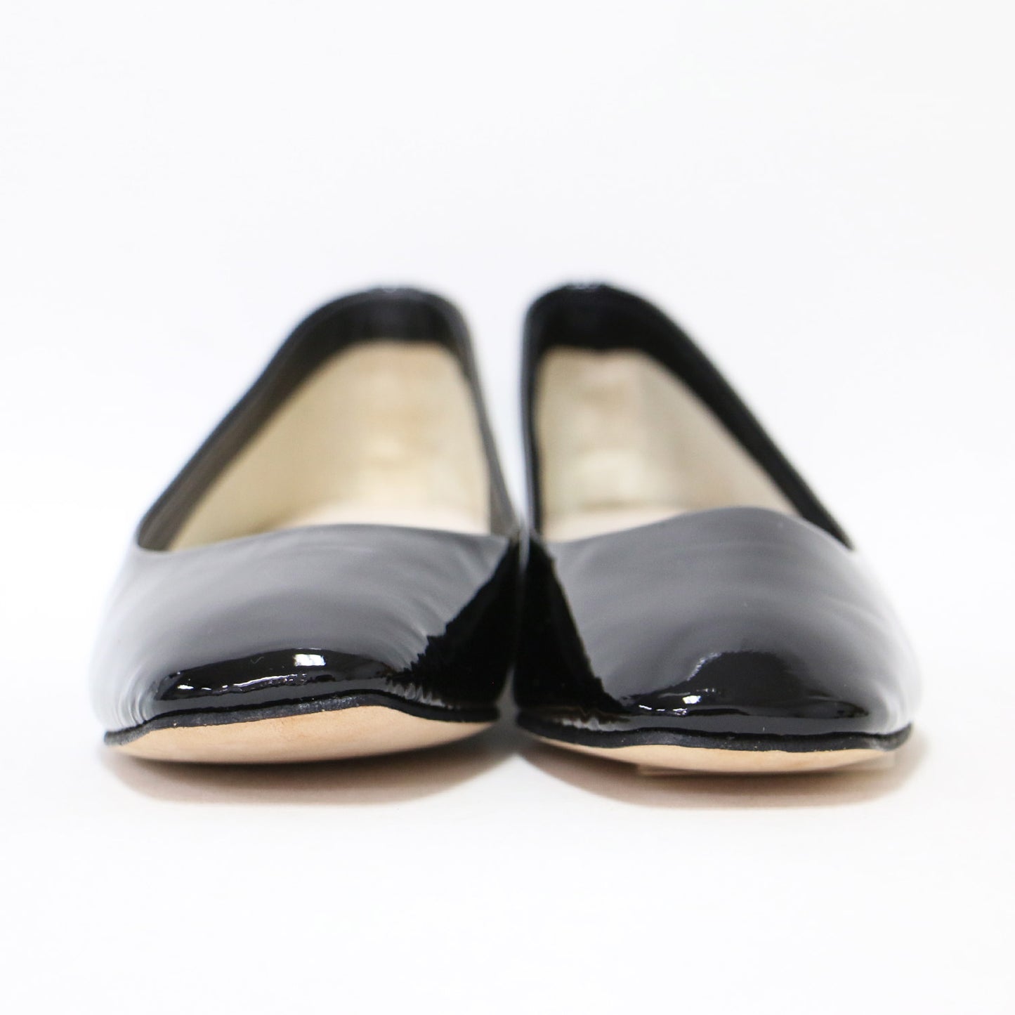 スクエアトゥ エナメル パンプス / バレエシューズ ローヒール 牛革