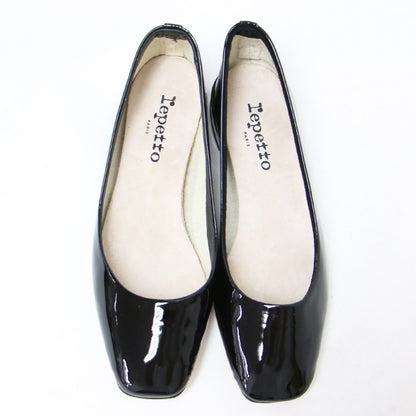 スクエアトゥ エナメル パンプス / バレエシューズ ローヒール 牛革