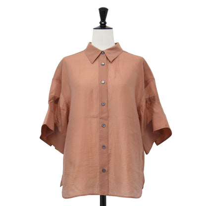 25春夏 ワイドスリーブ 半袖 シャツ / Tori Maddox Shirt ブラウス ドロップショルダー タック ワイド シアー