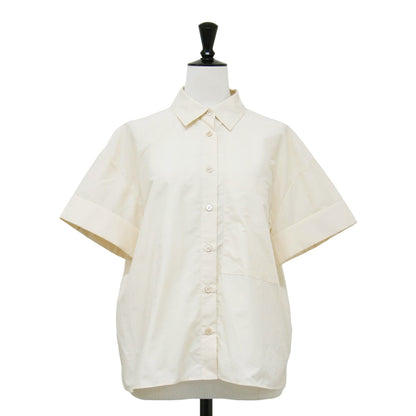 25春夏 ショートスリーブ シアー シャツ / ブラウス オーバーサイズ ワイドスリーブ スリット コットン