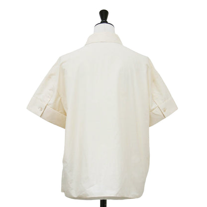 25春夏 ショートスリーブ シアー シャツ / ブラウス オーバーサイズ ワイドスリーブ スリット コットン