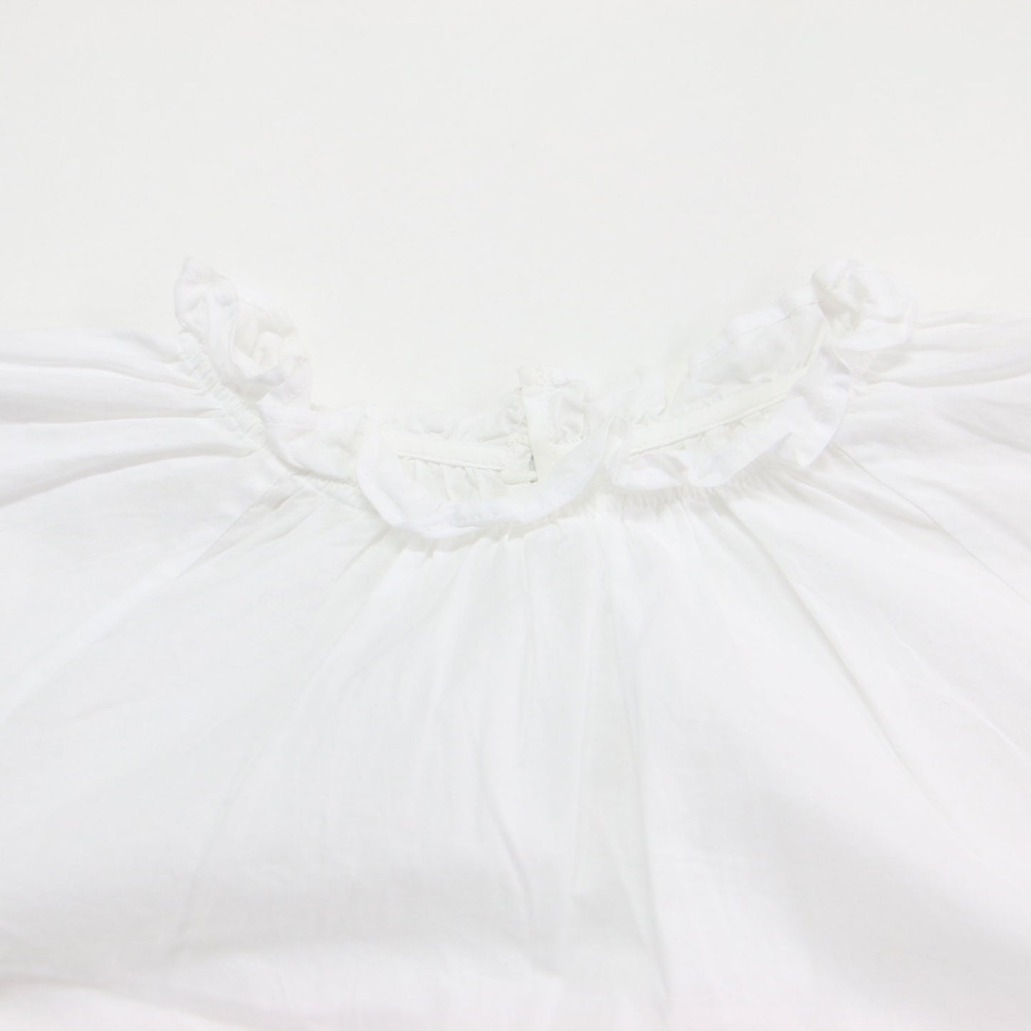 22春夏 キャンディスリーブブラウス / プルオーバー シャツ ショート丈 ギャザーネック 長袖 バックボタン コットン ウォッシャブル