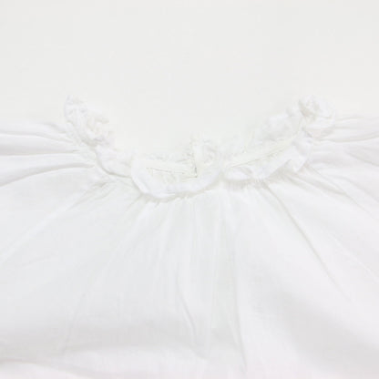 22春夏 キャンディスリーブブラウス / プルオーバー シャツ ショート丈 ギャザーネック 長袖 バックボタン コットン ウォッシャブル