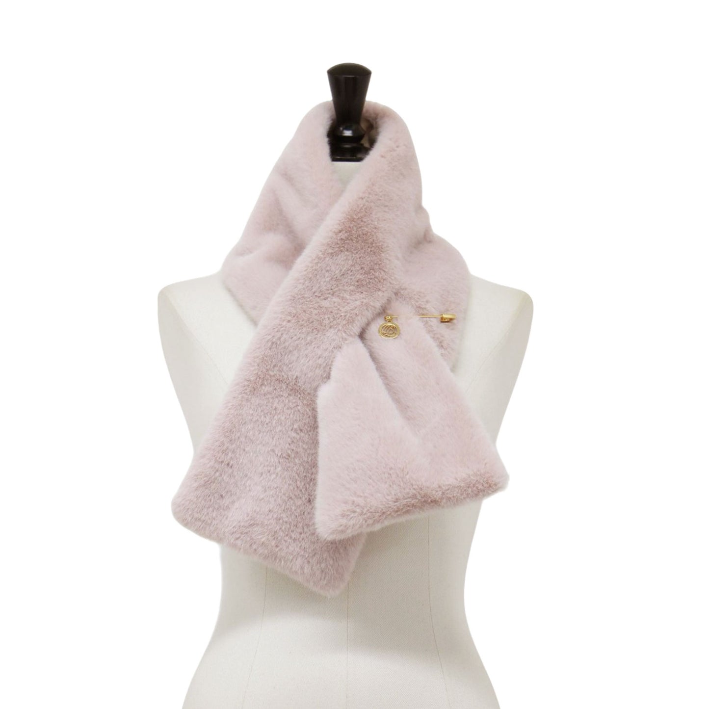 24秋冬 フェイクファー ティペット / マフラー クレストブリッジ チェック キルトピン