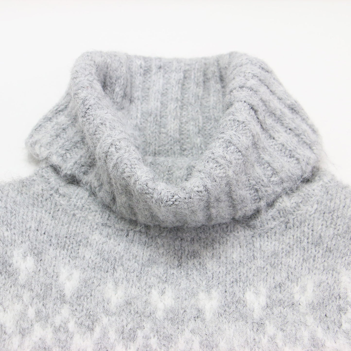 24秋冬 フラッフィー ジャガード ニット / タートルネック ショートスリーブ コンパクト ノルディック柄 リブ