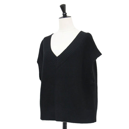 22春夏 片畔 ニット ベスト / プルオーバー Vネック ドロップショルダー ワイド コットン リネン