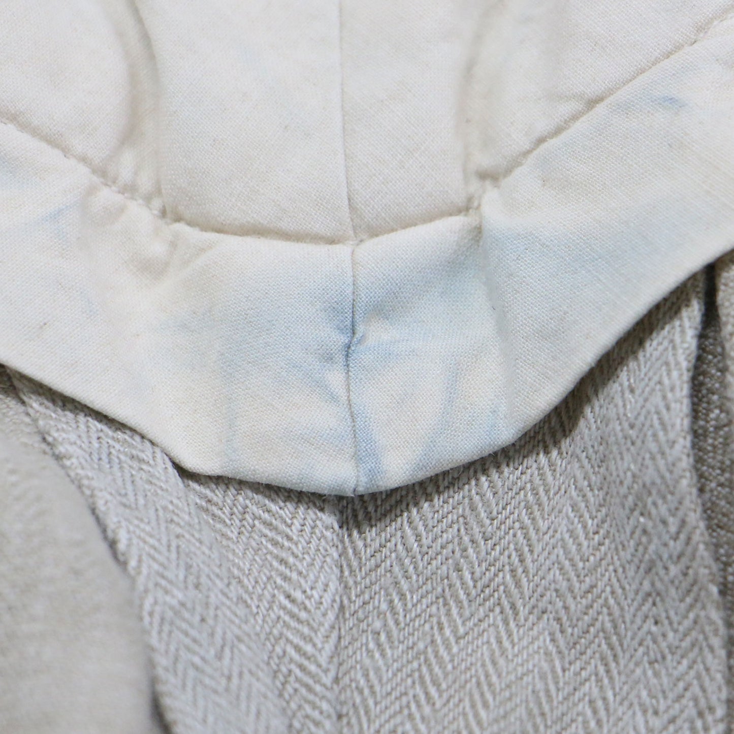 リネン ヘリンボーン パンツ / サルエル クロップド丈 テーパード ロゴ 刺繍