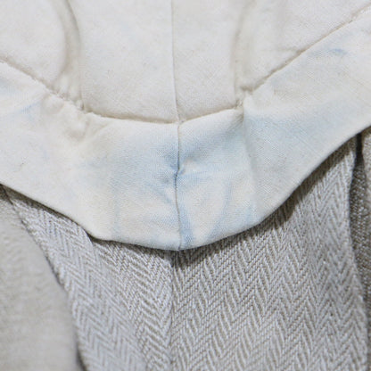 リネン ヘリンボーン パンツ / サルエル クロップド丈 テーパード ロゴ 刺繍