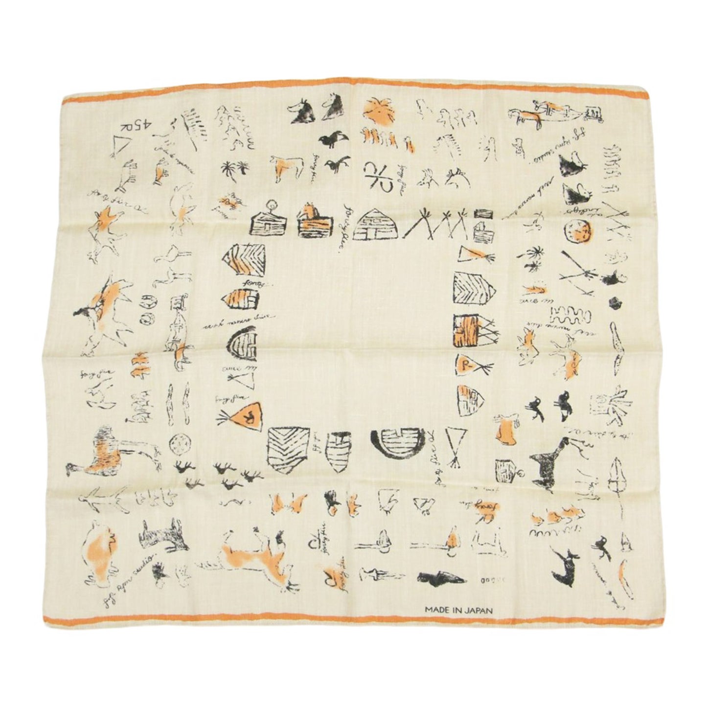 アニマル柄 英字プリント バンダナ / スカーフ 長方形 ロゴ