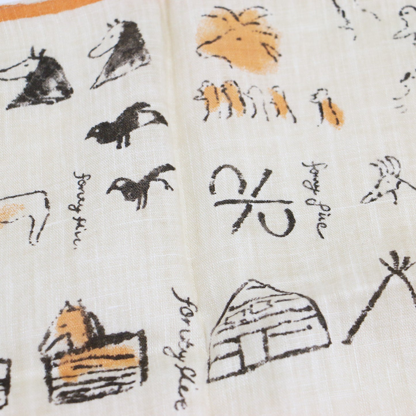 アニマル柄 英字プリント バンダナ / スカーフ 長方形 ロゴ