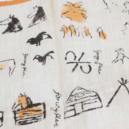 アニマル柄 英字プリント バンダナ / スカーフ 長方形 ロゴ