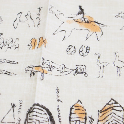 アニマル柄 英字プリント バンダナ / スカーフ 長方形 ロゴ