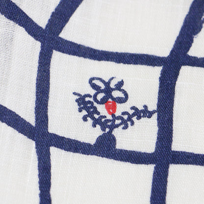 格子 フラワープリント バンダナ / スカーフ 長方形 ロゴ