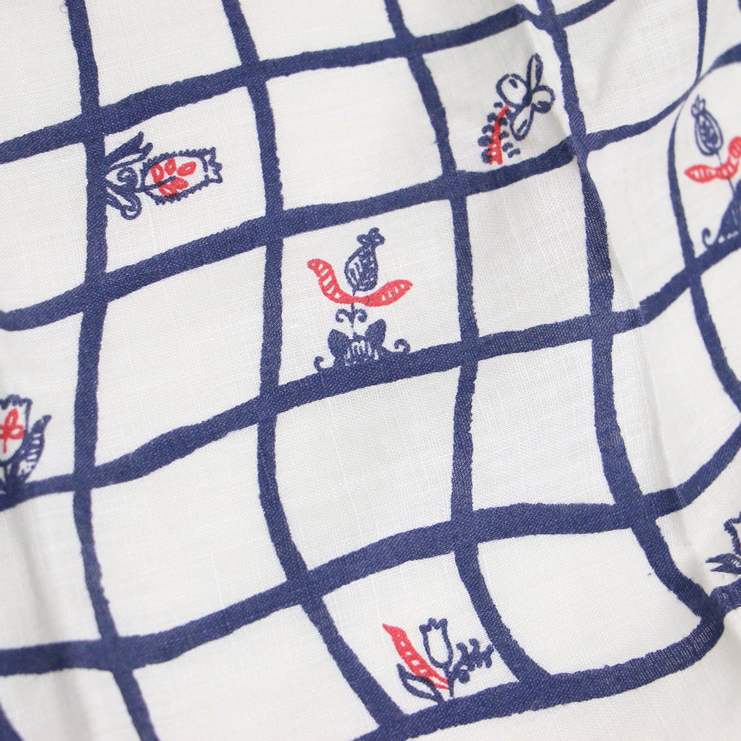 格子 フラワープリント バンダナ / スカーフ 長方形 ロゴ