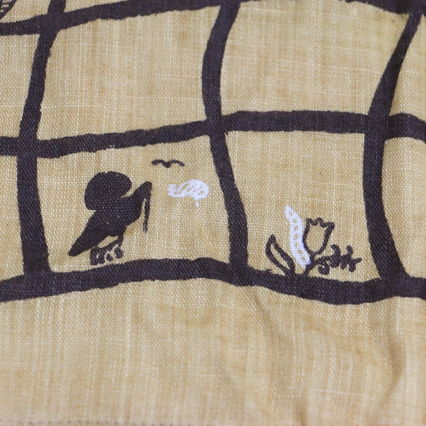 格子 フラワープリント バンダナ / スカーフ 長方形 ロゴ