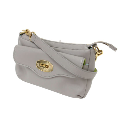 フラップポケット ミニ ショルダーバッグ / 肩掛け クロスボディ バイカラー レザー