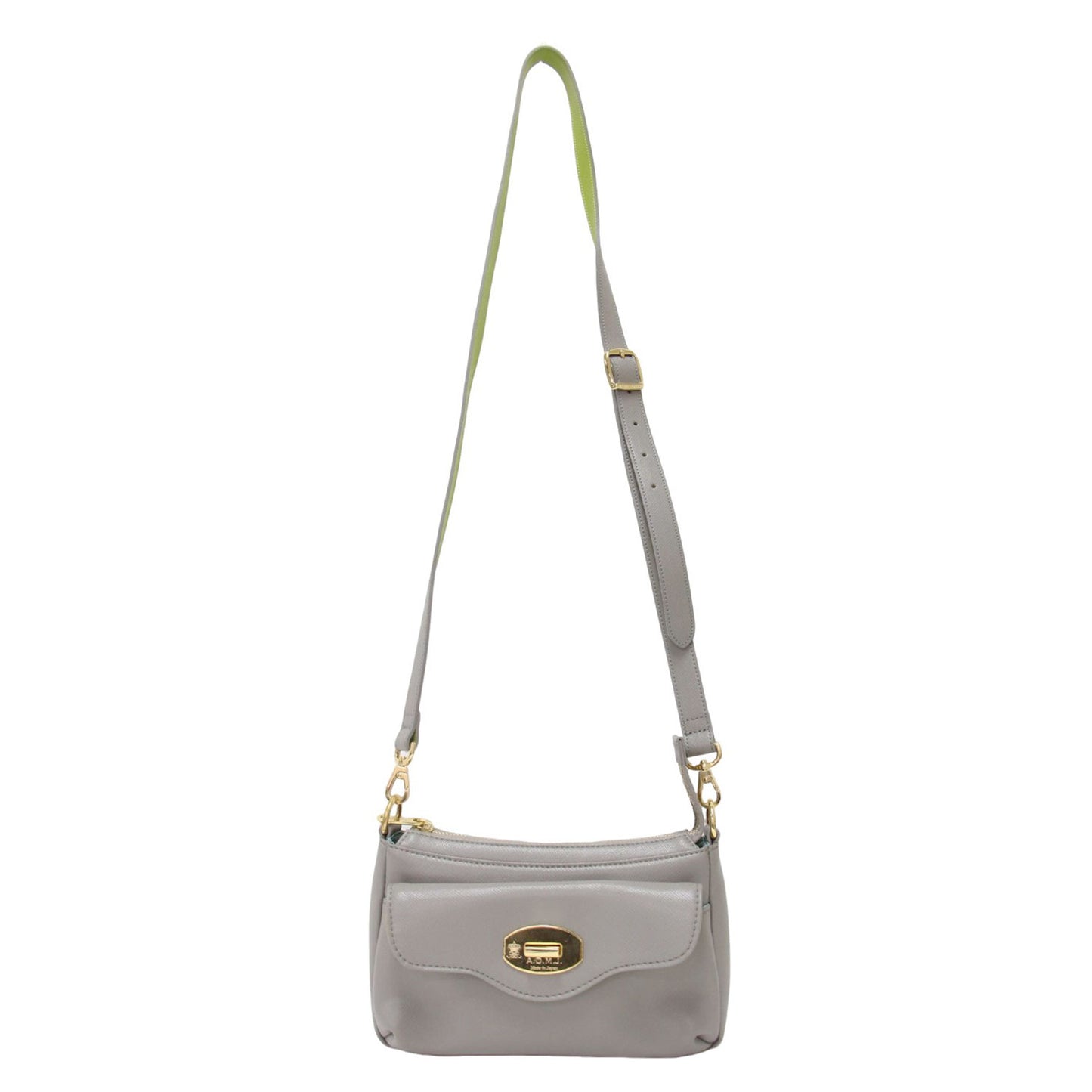 フラップポケット ミニ ショルダーバッグ / 肩掛け クロスボディ バイカラー レザー