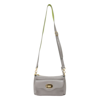 フラップポケット ミニ ショルダーバッグ / 肩掛け クロスボディ バイカラー レザー