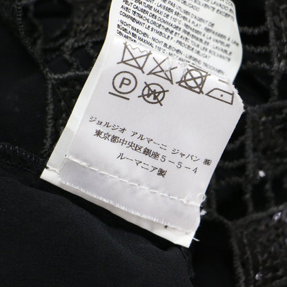 スパンコール ノースリーブ ブラウス / プルオーバー ダイヤモチーフ Aライン 刺繍 シアー