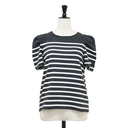 × Leminor 別注 24秋冬 パフスリーブ ボーダー カットソー / プルオーバー 半袖 クルーネック コットン