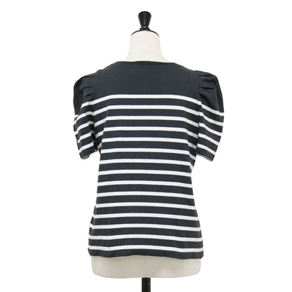 × Leminor 別注 24秋冬 パフスリーブ ボーダー カットソー / プルオーバー 半袖 クルーネック コットン