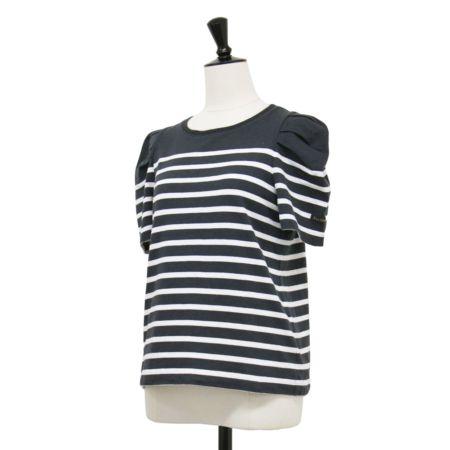 × Leminor 別注 24秋冬 パフスリーブ ボーダー カットソー / プルオーバー 半袖 クルーネック コットン