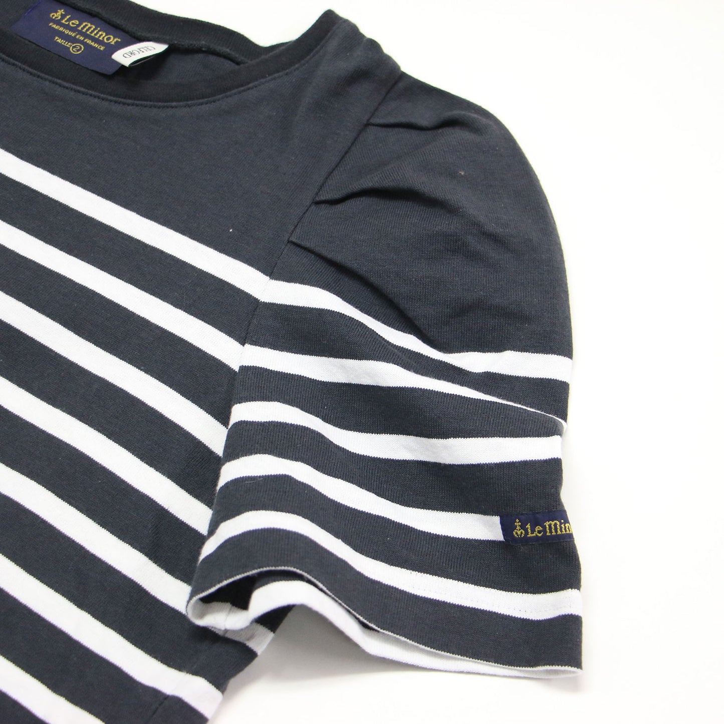 × Leminor 別注 24秋冬 パフスリーブ ボーダー カットソー / プルオーバー 半袖 クルーネック コットン