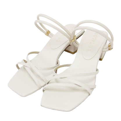 3.5cm スクエアトゥ 2WAY サンダル / ストラップ ローヒール