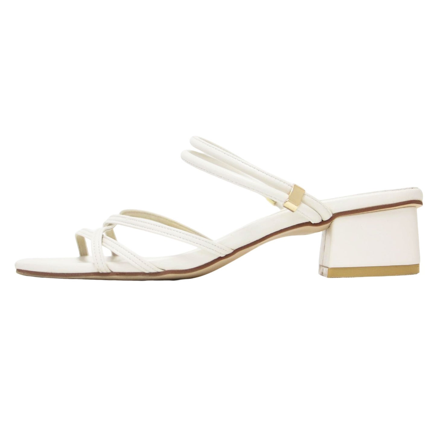 3.5cm スクエアトゥ 2WAY サンダル / ストラップ ローヒール